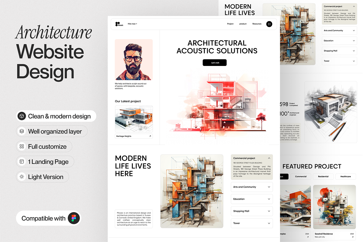 Architecture Landing Page, an UI Kit Template by sajon.co
