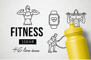 46 Fitness Icons - Exercise, Sports, an Icon by Hatch Design Workshop