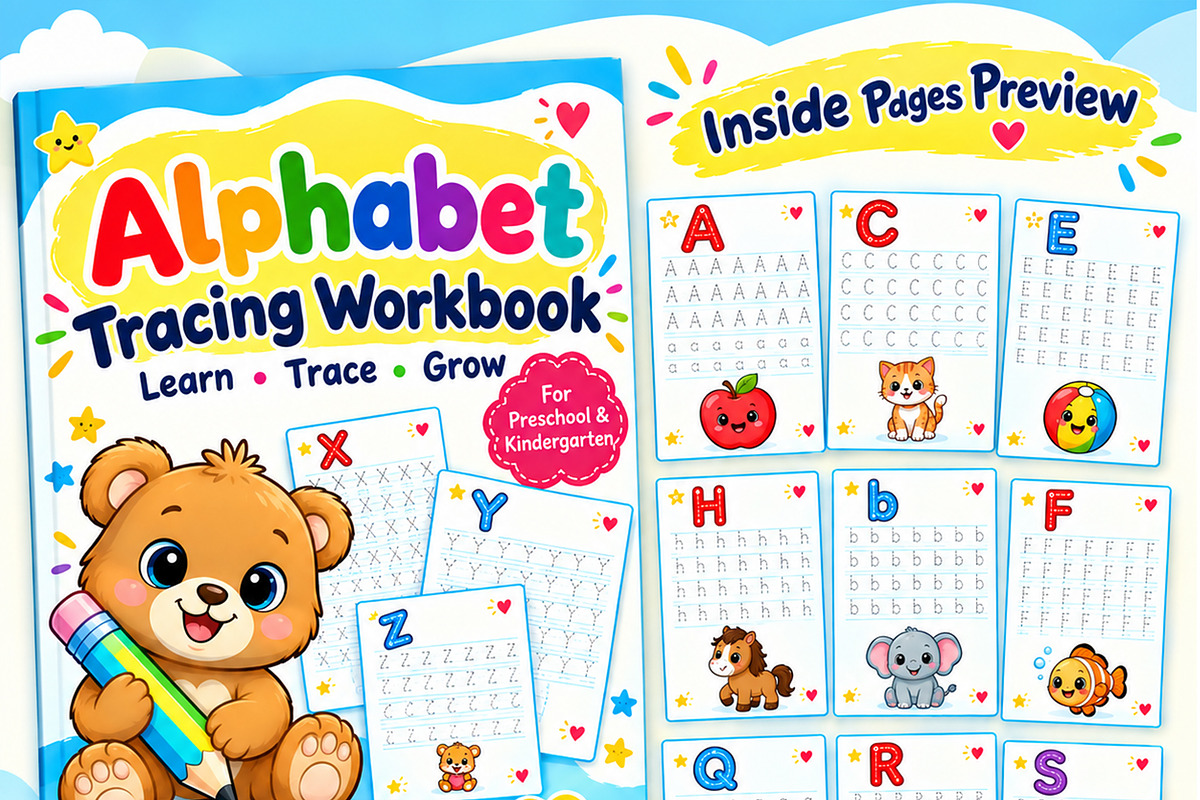 Alphabet Tracing Workbook A to Z, an Education Illustration by Mohammad Sarfaraz (Photo 1 of 13)