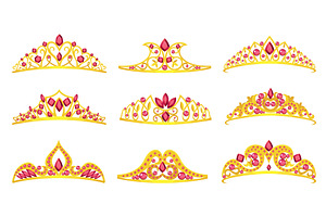 Princess crowns tiara icon set, an Object Illustration by the8monkey