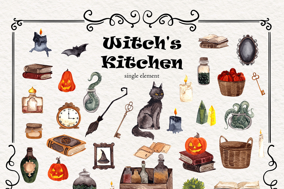 Witch's Kitchen. Hand draw graphic, an Object Illustration by ma_i_vi (Photo 11 of 12)