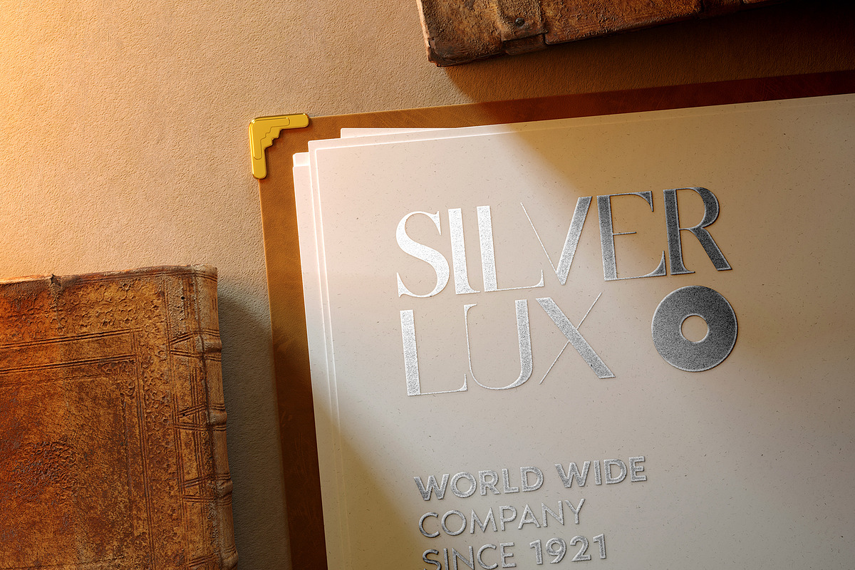 Silver Logo on Paper Menu, a Books & Magazine Mockup by imonedesign