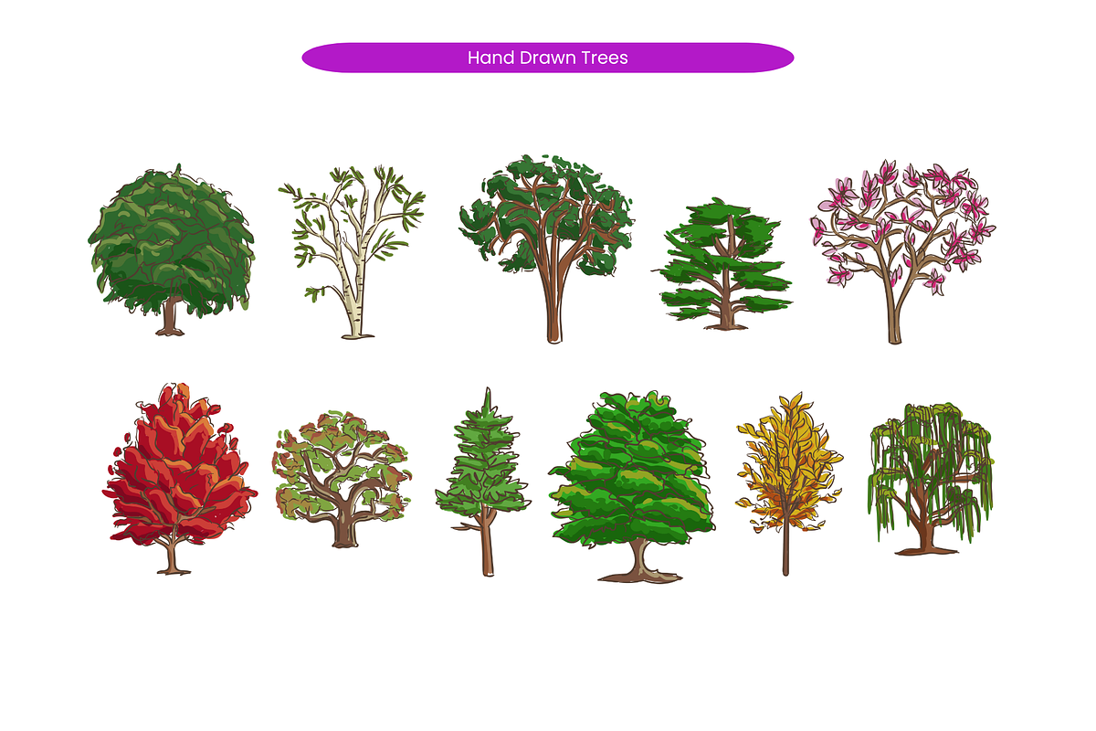 Hand Drawn Trees, an Object Illustration by Creathub Studio (Photo 3 of 3)