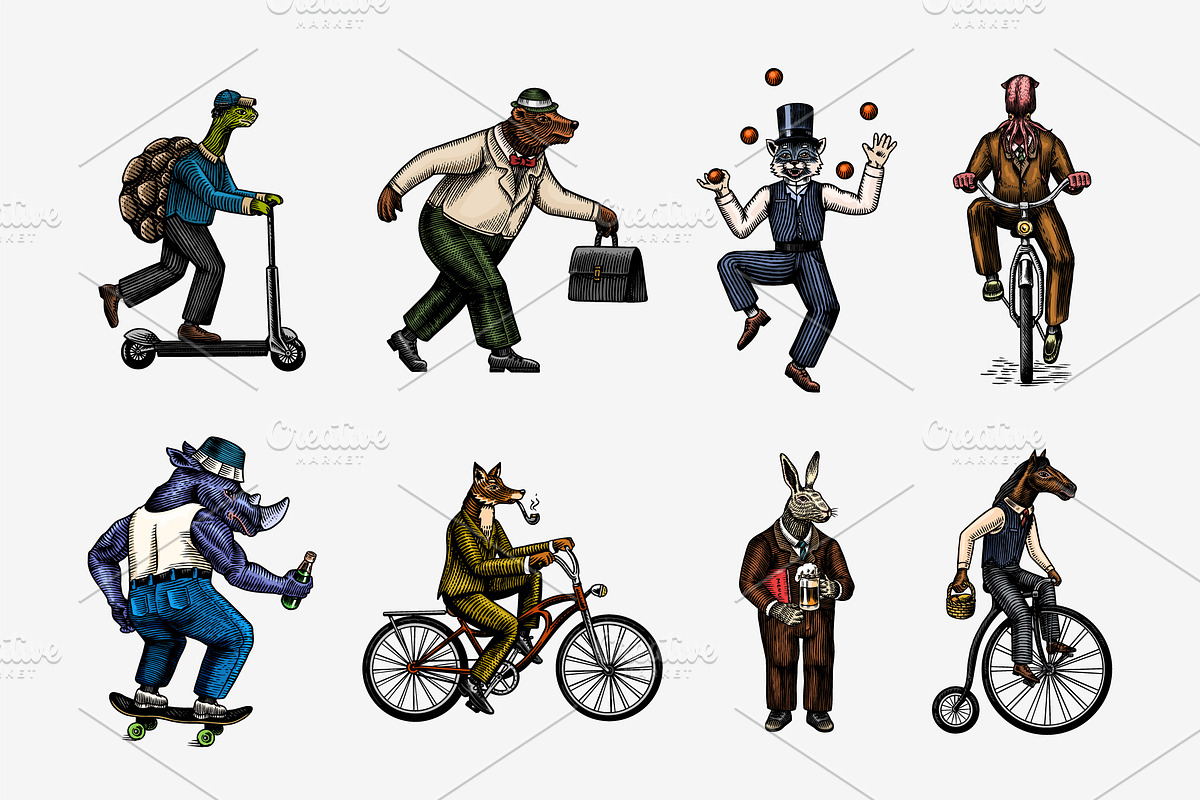 Fashion Animal characters. Draw set., an Animal Illustration by Arthur Balitskiy (Photo 1 of 3)