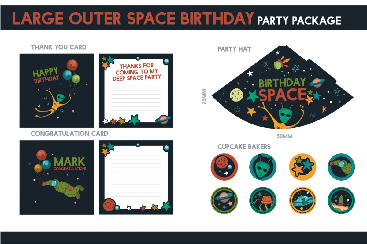 Space Birthday Party Package Set, a Hat Mockup by logika 600 (Photo 4 of 6)