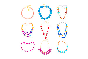 Beads Necklace Set Cartoon Vector