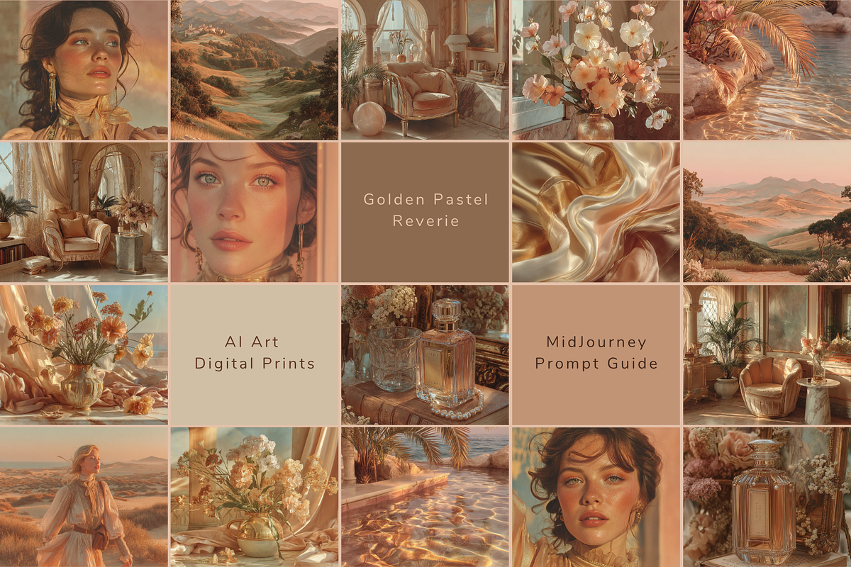 Golden Reverie AI Art & Prompt, a Decorative Illustration by Artimind Studio (Photo 1 of 11)