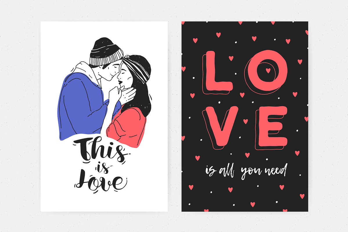 Happy Valentine's day cards set, a Decorative Illustration by Good Studio (Photo 3 of 10)