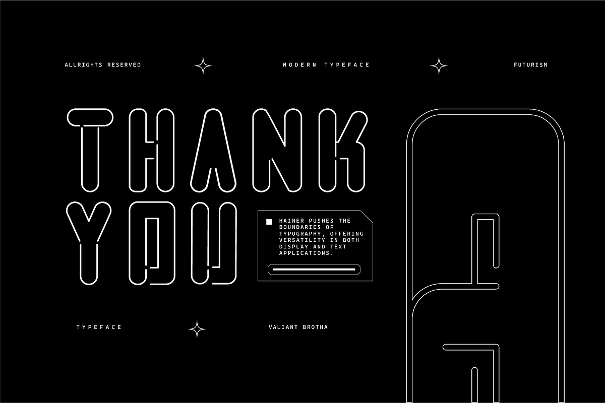 VB Prainer - Futuristic Display Font, a Sans Serif Font by VALIANTBROTHA (Photo 11 of 11)