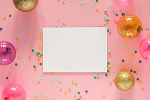 Mockup card on a pink background 