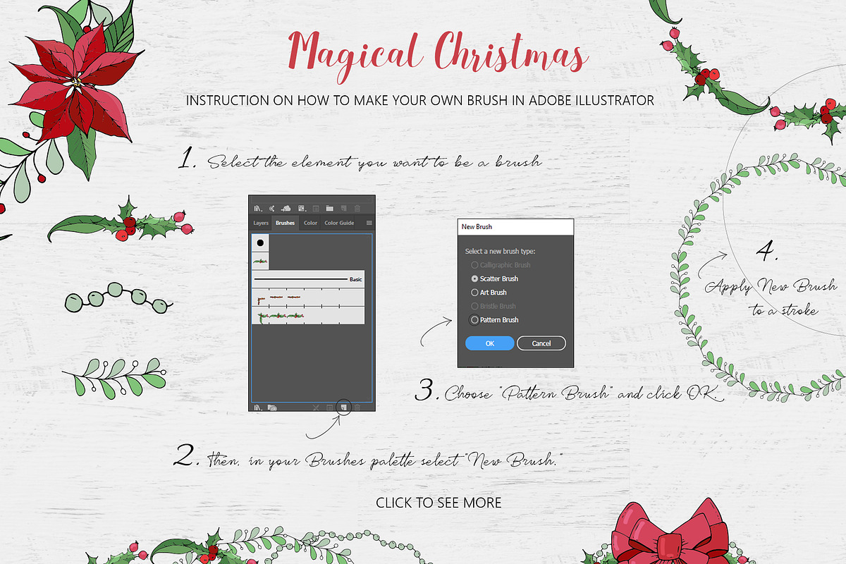 Christmas wreath creator and pattern, an Illustration by Jermolina Mockups (Photo 5 of 8)