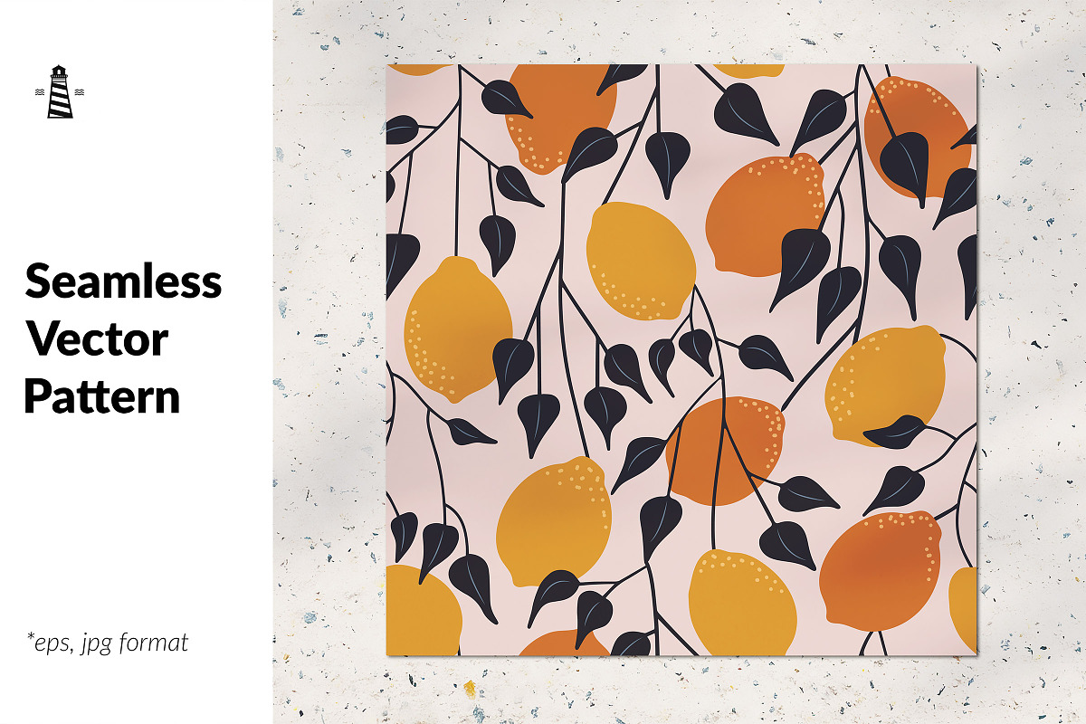 Hand drawn lemons seamless pattern, a Pattern Graphic by Norse Studio