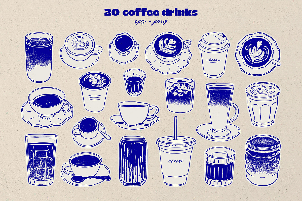 Coffee & pastries illustrations, a Food Illustration by ElenKoss (Photo 2 of 11)