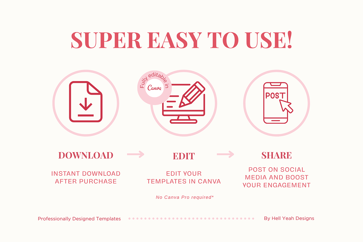 Bold Blush Instagram Post Templates, a Social Media Template by Hell Yeah Designs (Photo 2 of 9)