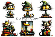 Whimsical Christmas Cat Clipart, an Illustration by Craft Nest (Thumbnail 6 of 8)