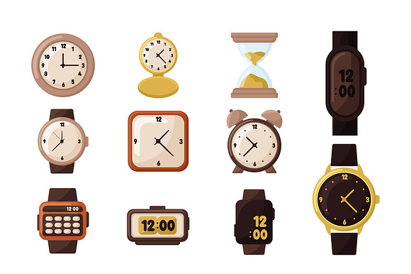 Clock and Watch Illustration Set preview 2