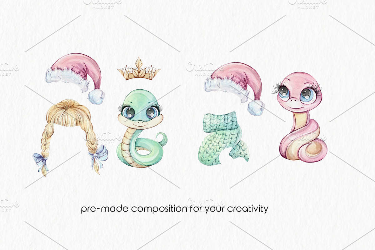 Watercolor Snakes | New year 2025, a Seasonal Illustration by katmonne (Photo 4 of 10)