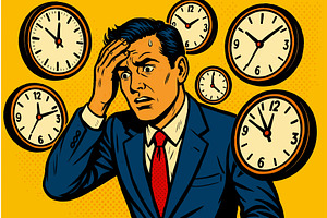 Stressed Businessman Surrounded by, a Person Illustration by AlexArt