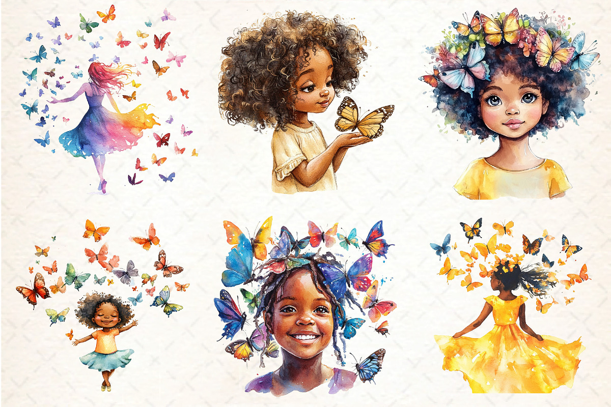 African American Girl with Butterfly, an Illustration by DreamCafeArt (Photo 4 of 8)
