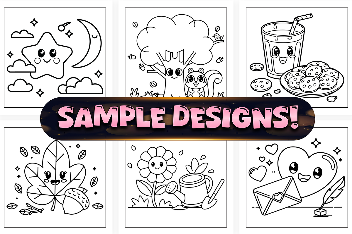 Bold Easy Cute Pairs Coloring Pages, an Object Illustration by Craftsbeefy (Photo 2 of 4)