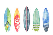 Surfing watercolor clipart set, an Illustration by Vivitta (Thumbnail 3 of 9)
