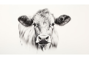 cattle drawn cow head ai generated, an Animal Photo by pikepicture