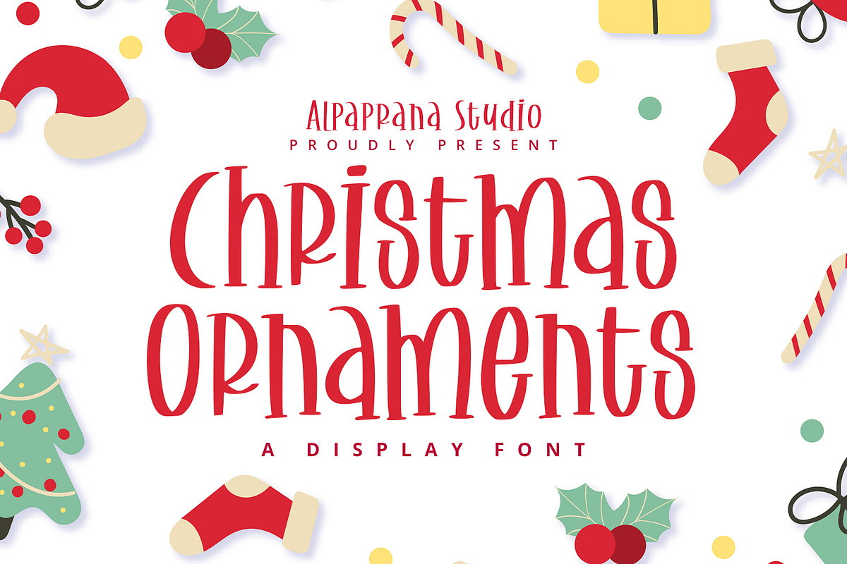 Christmas Ornaments - Display Font, a Script Font by Alpaprana (Photo 1 of 12)