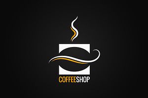 Coffee Cup With Bean Logo Vector.