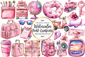 Pink Travel Sublimation Clipart, an Illustration by OK Design