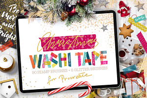 Washi Tape Stamp and Glitter Brushes