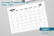 Calendar & Weekly planner 2026-2027, a Stationery Template by Padrinan (Thumbnail 1 of 4)