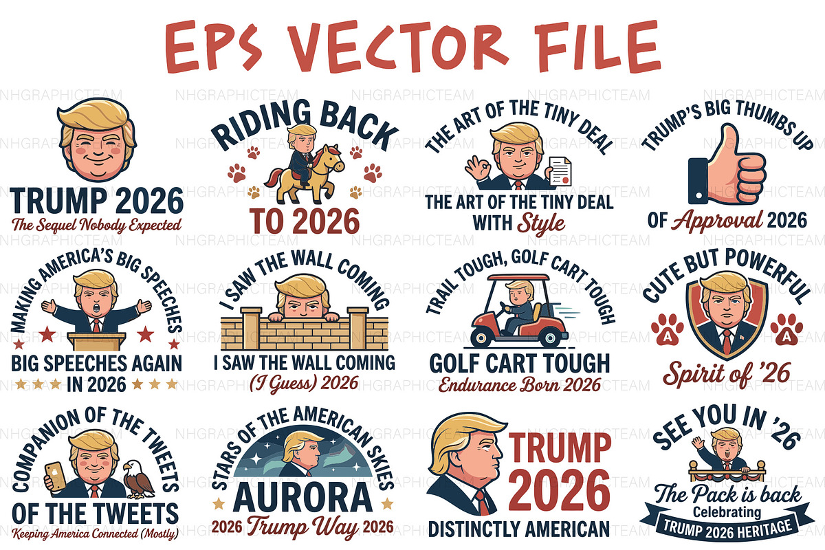 Funny Trump 2026 Sticker Bundle, an Object Graphic by NH graphic (Photo 1 of 3)