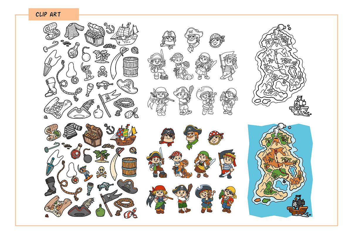 Pirate cartoon set of activity games, an Education Illustration by Ksenya Savva (Photo 5 of 10)