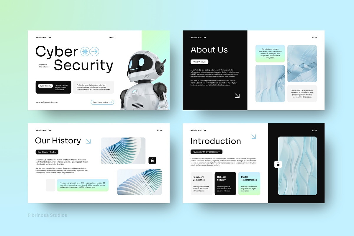 Cybersecurity AI Pitch Deck, a Presentation Template by FIBRINOSÄ (Photo 3 of 7)