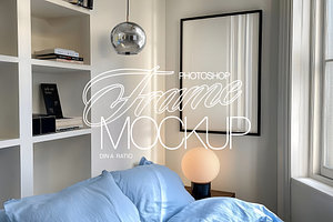 A2 Frame Bedroom Scene Mockup, a Mockup by WasMockups