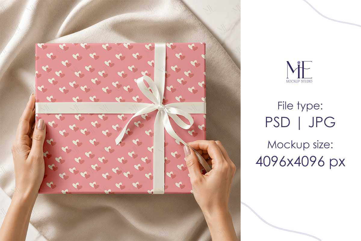 Wrapping Paper Gift Wrap Box Mockup, a Packaging Mockup by Mie Mockup Studio (Photo 7 of 7)