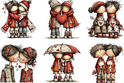 Romantic Valentine Couple Clipart, an Illustration by CraftArtStudio (Thumbnail 2 of 6)