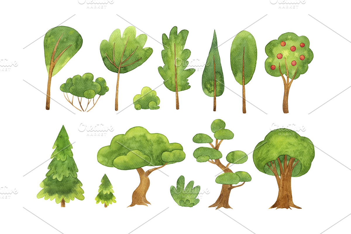 Watercolor forest and landscape., an Illustration by Kattarina Po (Photo 2 of 7)