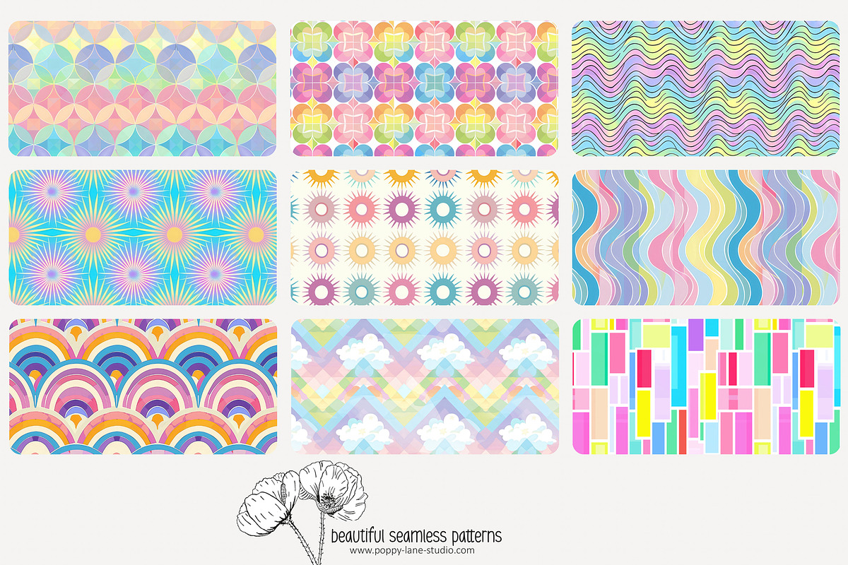 80 pastel geometric seamless pattern, a Pattern Graphic by Poppy Lane Studio (Photo 10 of 11)