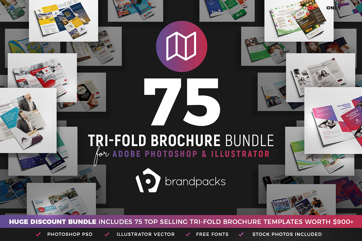 75 Trifold Brochure Templates Bundle, a Brochure Template by BrandPacks (Photo 1 of 11)