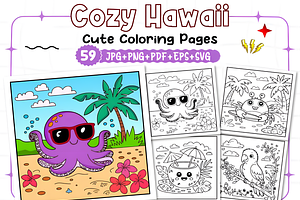Bold Easy Cozy Hawaii Cute Coloring, an Animal Illustration by Ink Gallery