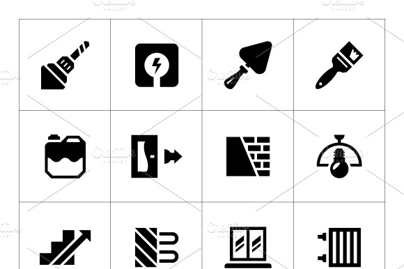 Set Icons Of Repair And Building