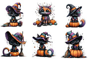 Whimsical black cat Clipart, an Illustration by CreationArt (Thumbnail 2 of 5)