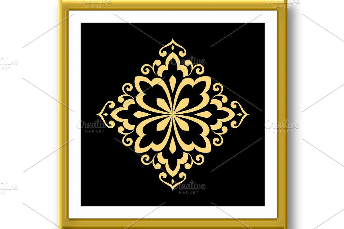 Golden vector pattern on a black, a Decorative Illustration by RODINA (Photo 2 of 3)