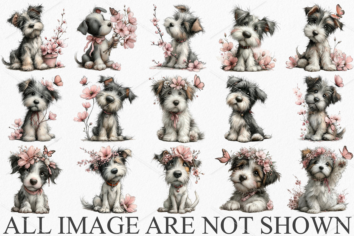 Watercolor Dog And Butterfly Clipart, a Seasonal Illustration by Canvas Craft (Photo 4 of 7)