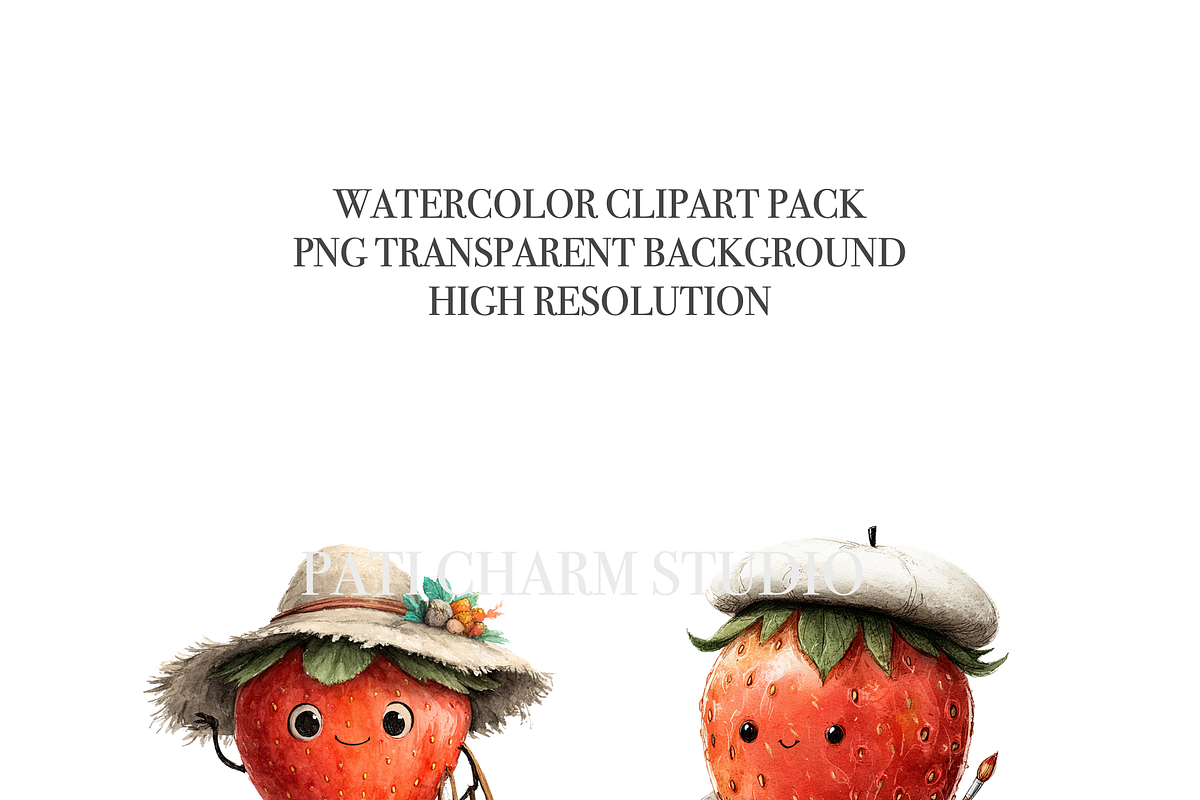 37 Strawberry Clipart, a Food Illustration by Pati Charm Studio (Photo 5 of 8)
