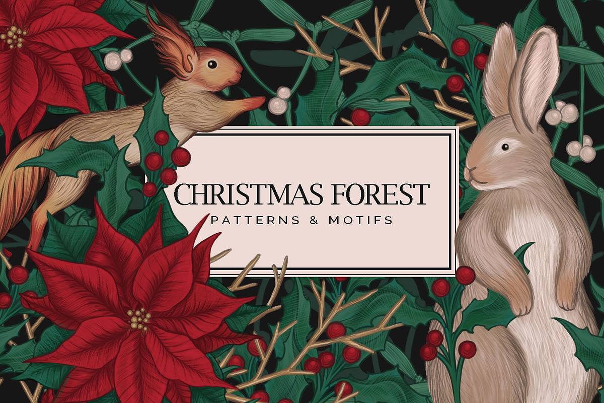 CHRISTMAS FOREST - patterns & motifs, an Animal Illustration by Liiafis (Photo 1 of 15)