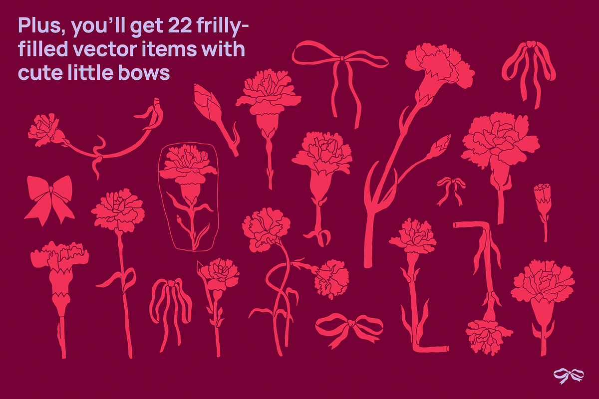 Carnation Flowers Vector Set, a Decorative Illustration by My.Ordinarty (Photo 4 of 10)