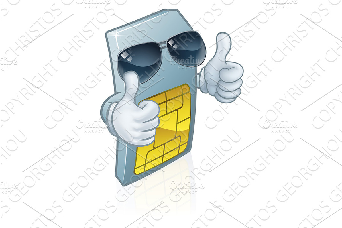 Sim Card Mobile Phone Cool Cartoon, a Technology Illustration by Christos Georghiou