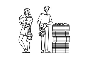 vegetable farmers market vector, a Person Illustration by pikepicture
